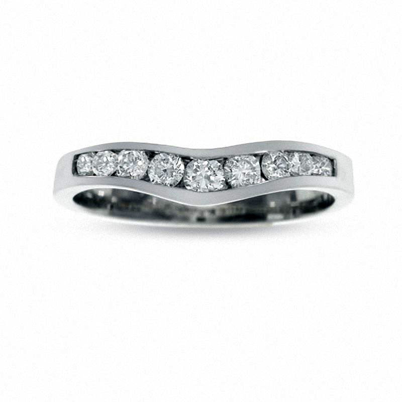 Previously Owned - 0.38 CT. T.W. Natural Diamond Contour Band in Solid 14K White Gold