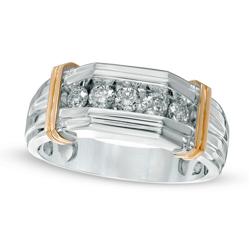 Previously Owned - Men's 0.50 CT. T.W. Natural Diamond Five Stone Comfort Fit Anniversary Band i