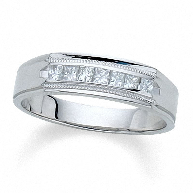 Previously Owned - Men's 1.0 CT. T.W. Square-Cut Channel-Set Natural Diamond Wedding Band in Sol