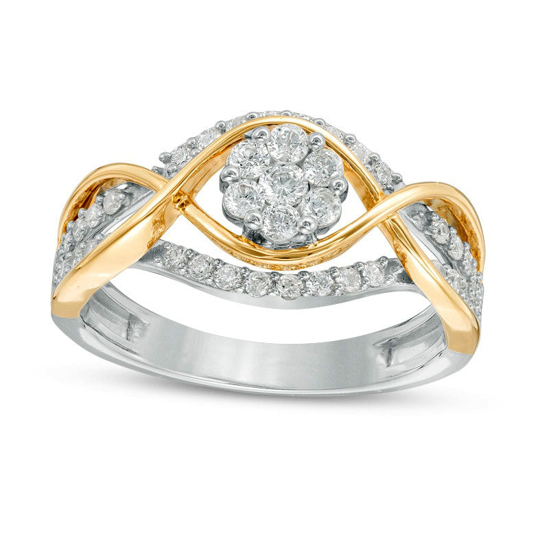 Previously Owned - 0.63 CT. T.W. Composite Natural Diamond Twist Ring in Solid 10K Two-Tone Gold