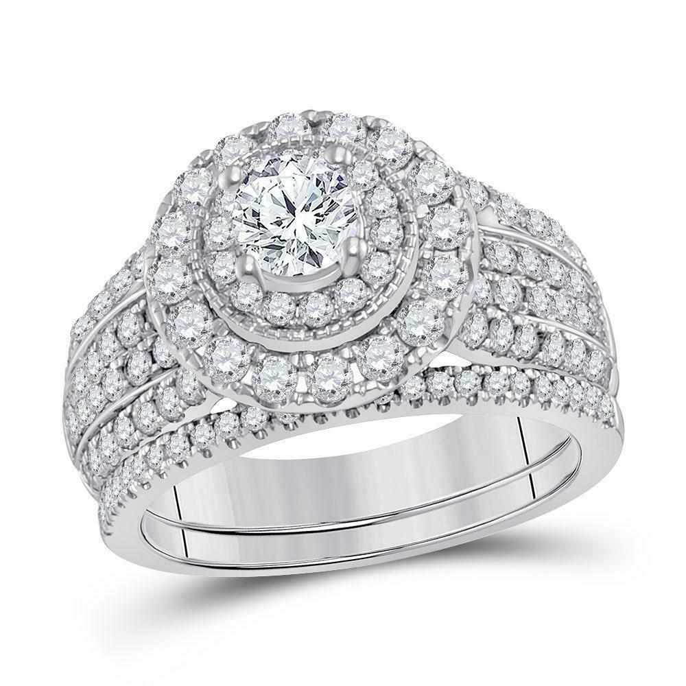 CERTIFIED 2.0 Carat Diamond Cushion Halo Engagement Wedding Ring Set W ...