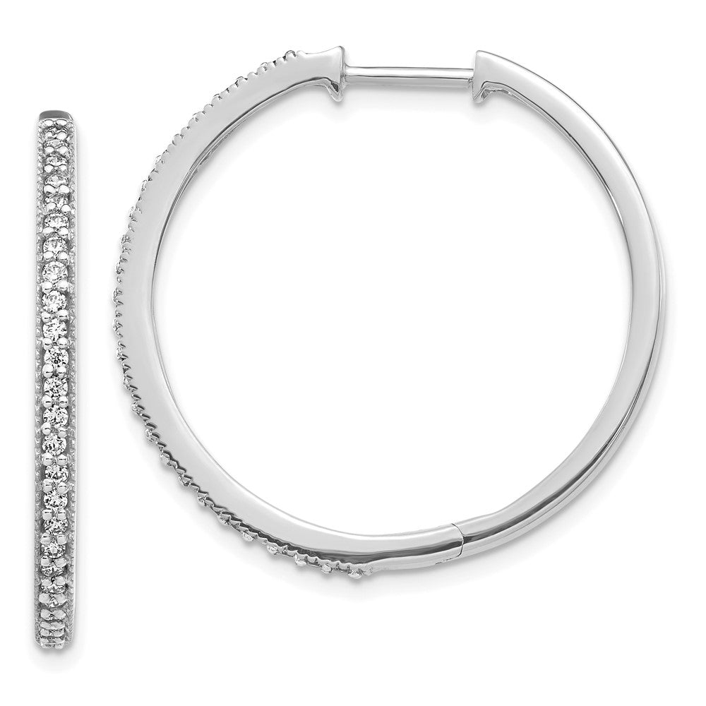 UPC 883957267876 product image for 14k White Gold Real Diamond Milgrain Hinged Hoop Earrings | upcitemdb.com