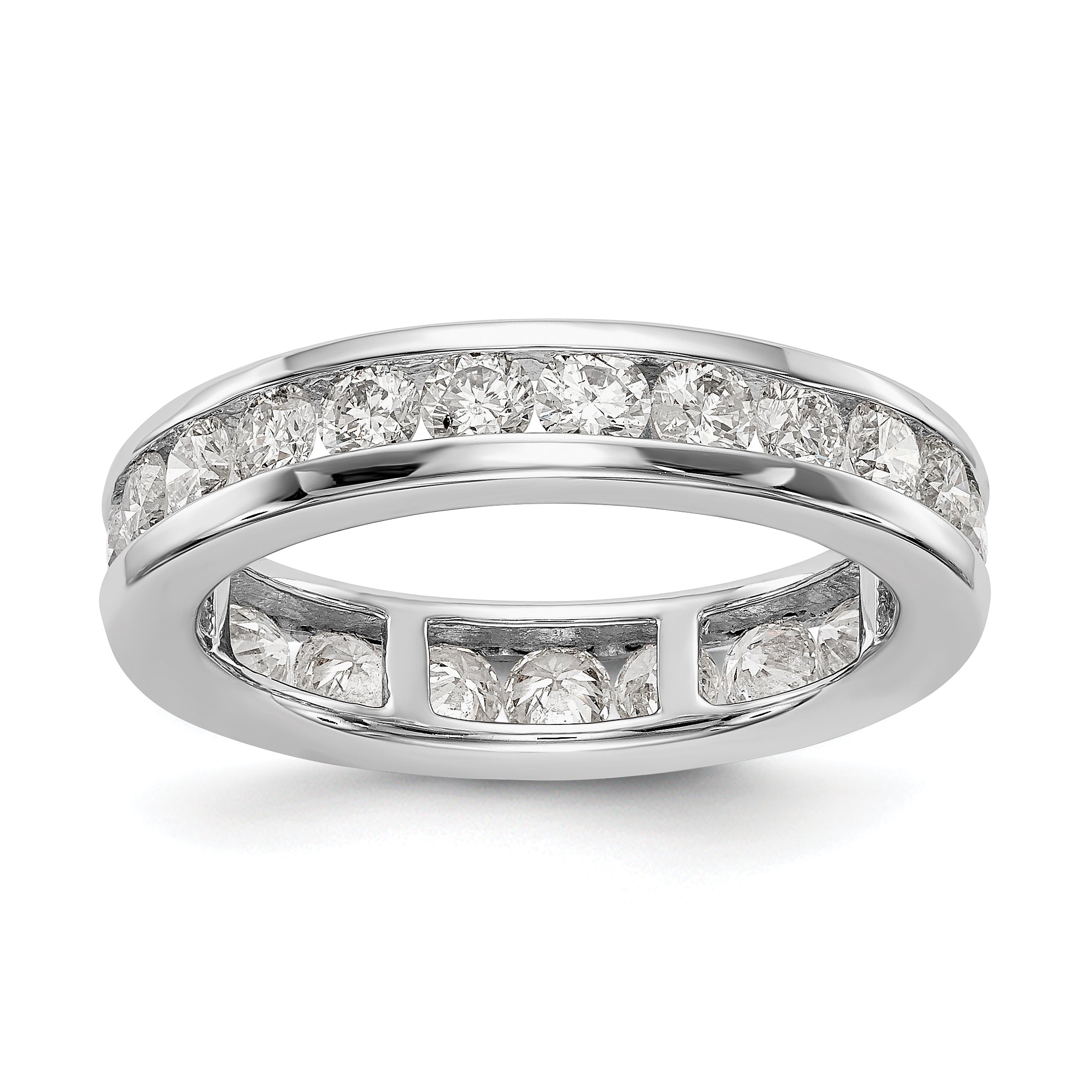 Solid Real 14k White Gold Polished 2ct Channel Set CZ Eternity W