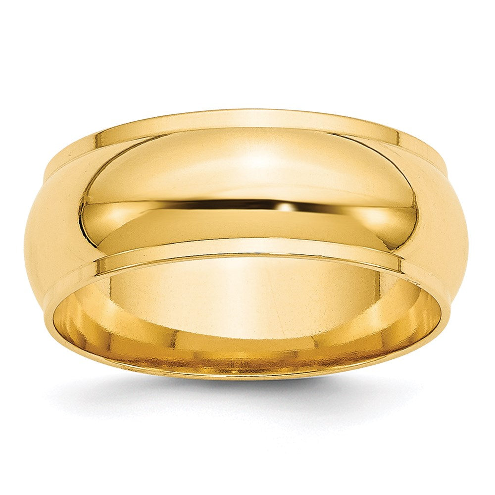 Solid 14K Yellow Gold 8mm Half Round with Edge Men's/Women&#