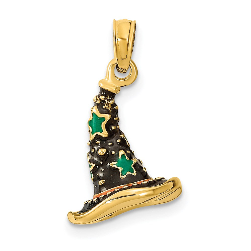 14k Yellow Gold w/ Enamel 3-D Witchs Hat (Halloween) Charm