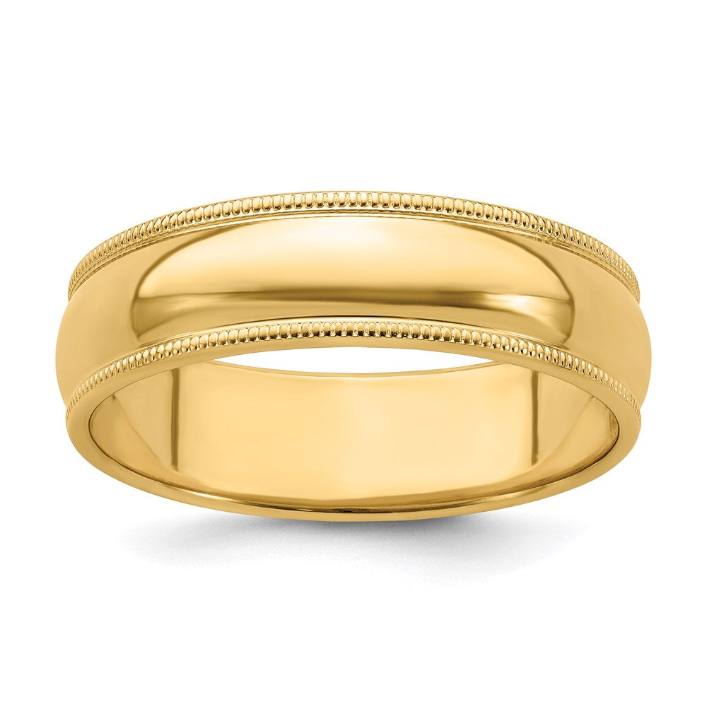 Solid 14K Yellow Gold 6mm Milgrain Half-Round Wedding Men's/Women's Wedding Band Ring Size 1