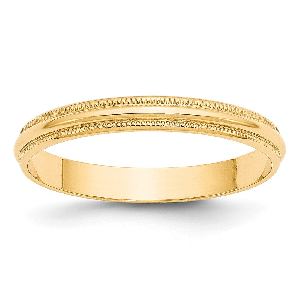 Solid 10K Yellow Gold 3mm Light Weight Milgrain Half Round Men's/Women's Wedding Band Ring S