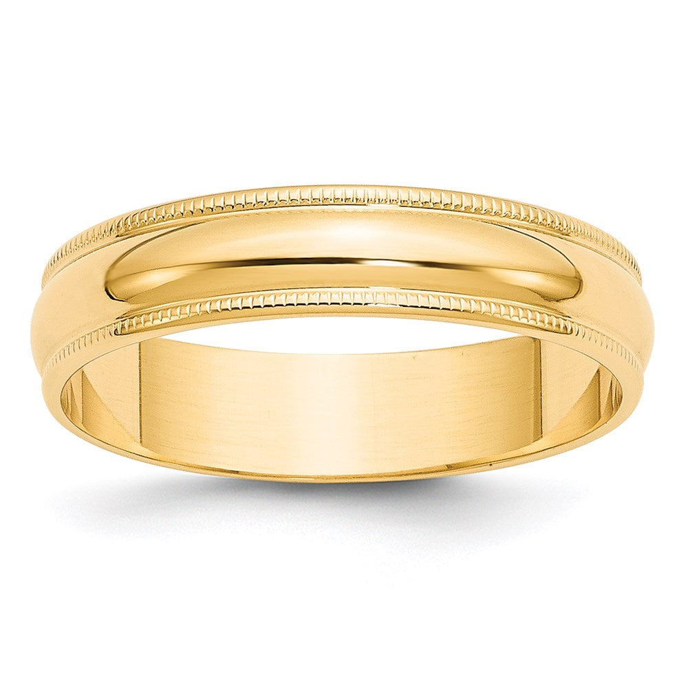 Solid 14K Yellow Gold 5mm Light Weight Milgrain Half Round Men's/Women's Wedding Band Ring S