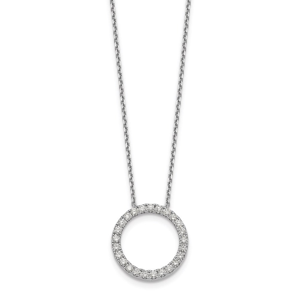 14k White Gold Real Diamond Circle 18 inch Necklace