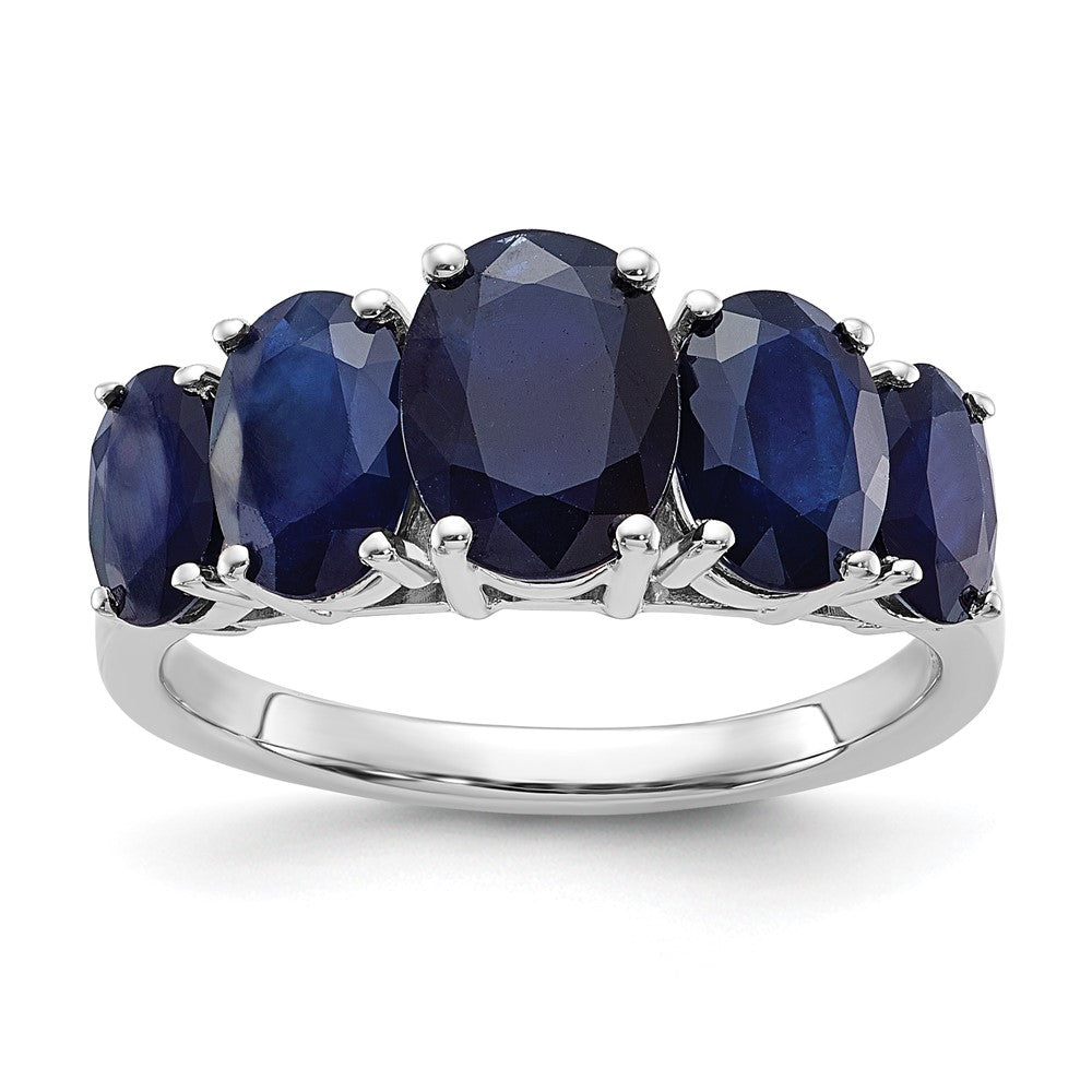 Sterling Silver Rhodium-plated Dark Sapphire Ring