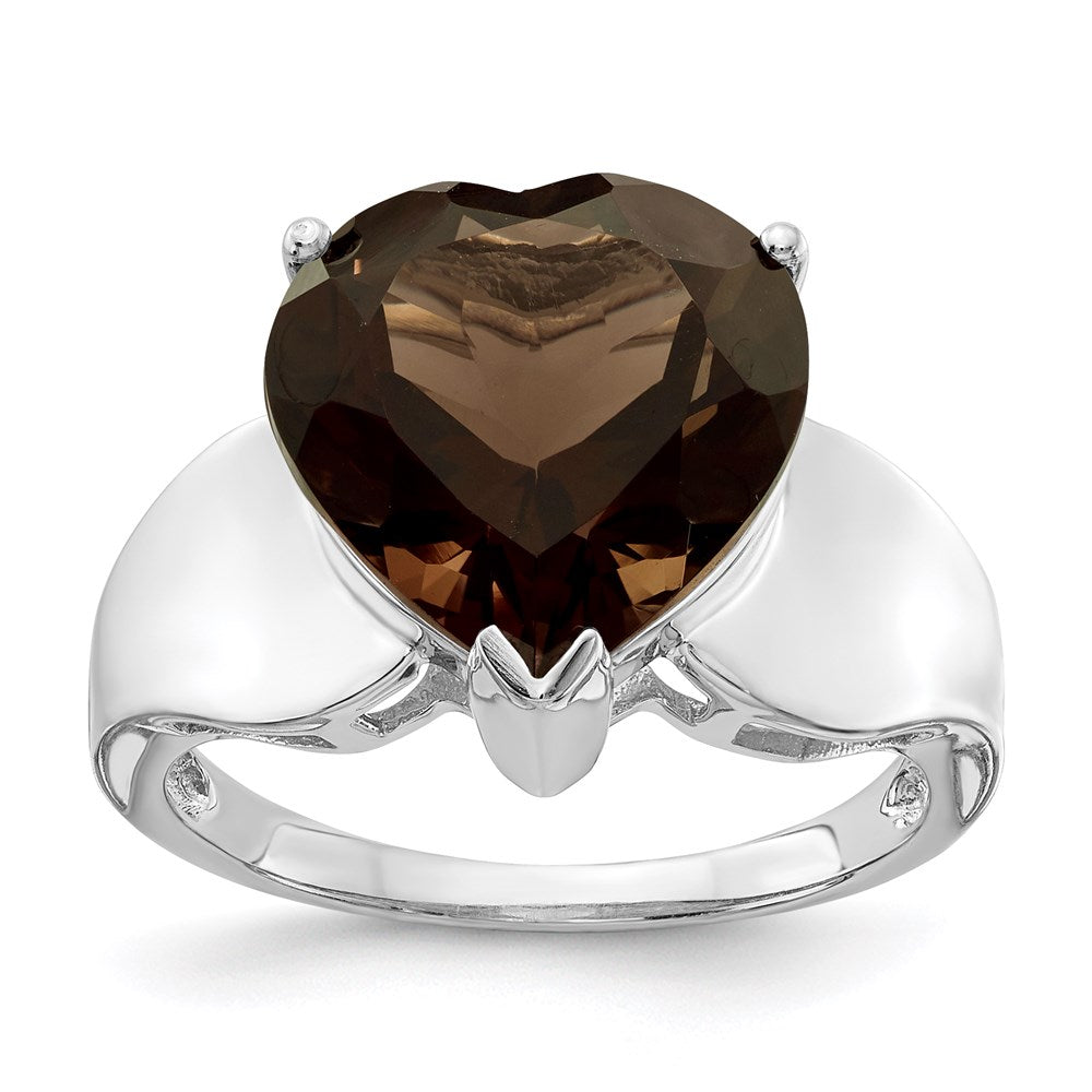 Sterling Silver Rhodium Smoky Quartz Ring