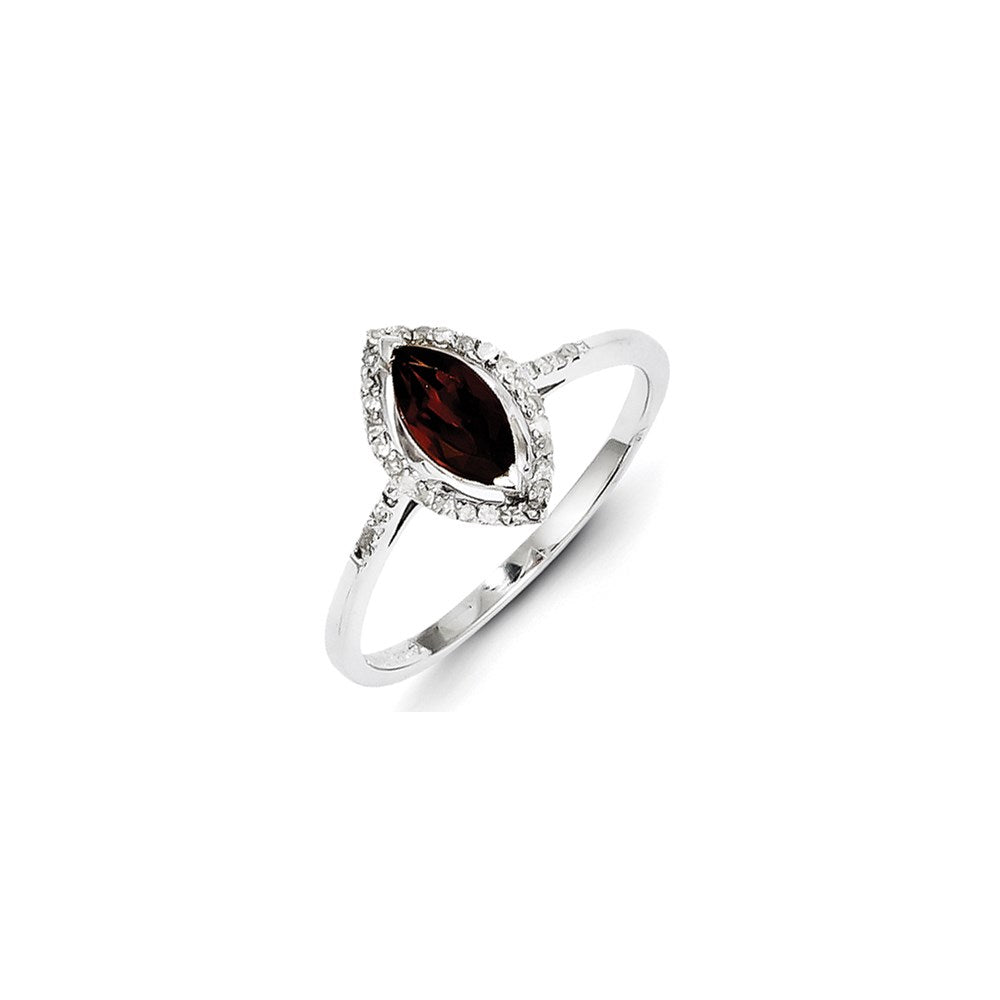 Sterling Silver Diamond & Garnet Ring