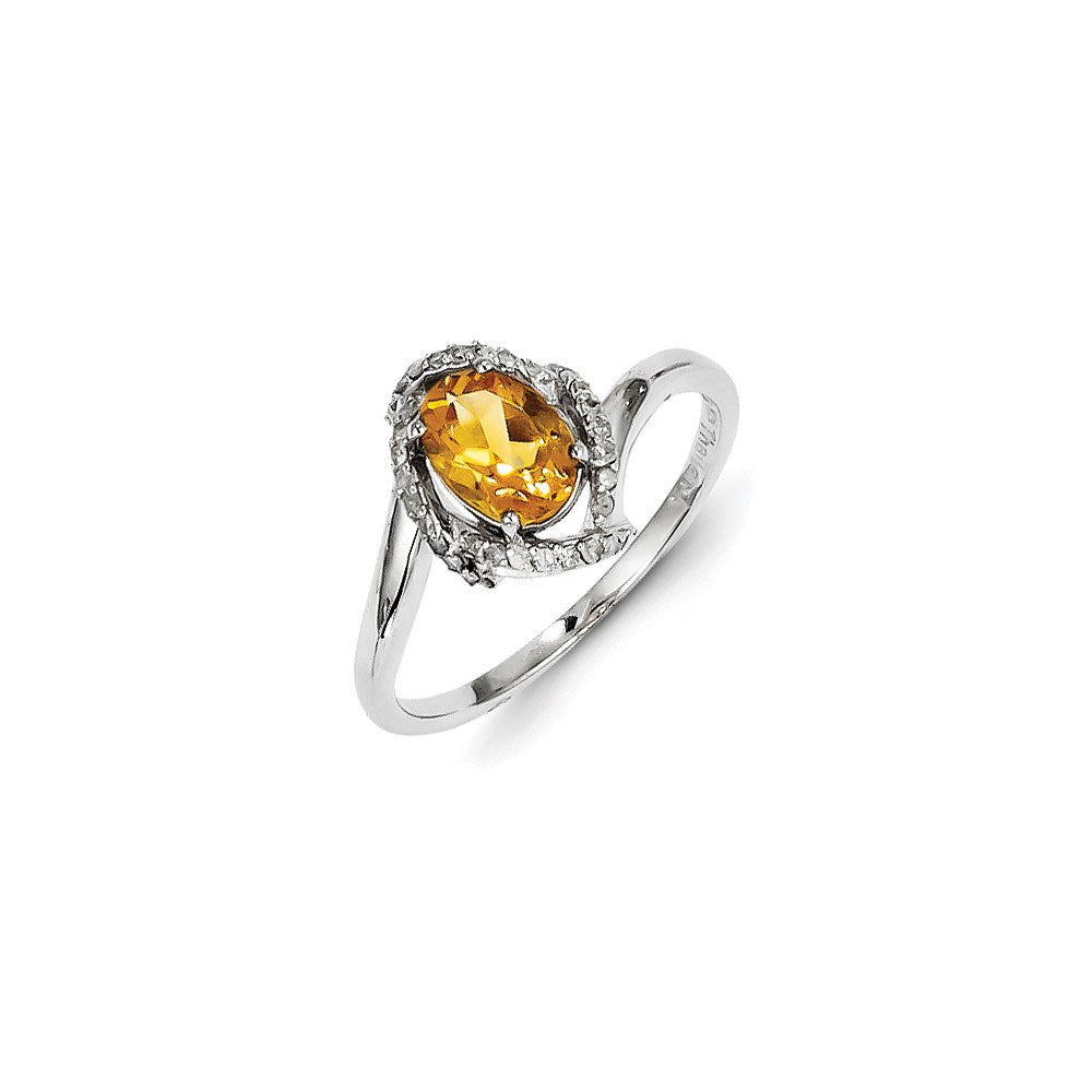 Sterling Silver Diamond & Citrine Ring