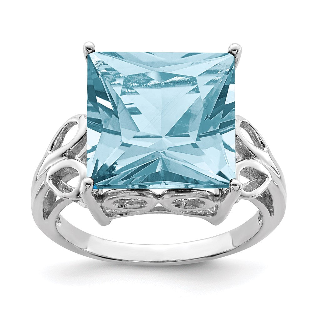 Sterling Silver Rhodium Sky Blue Topaz Ring