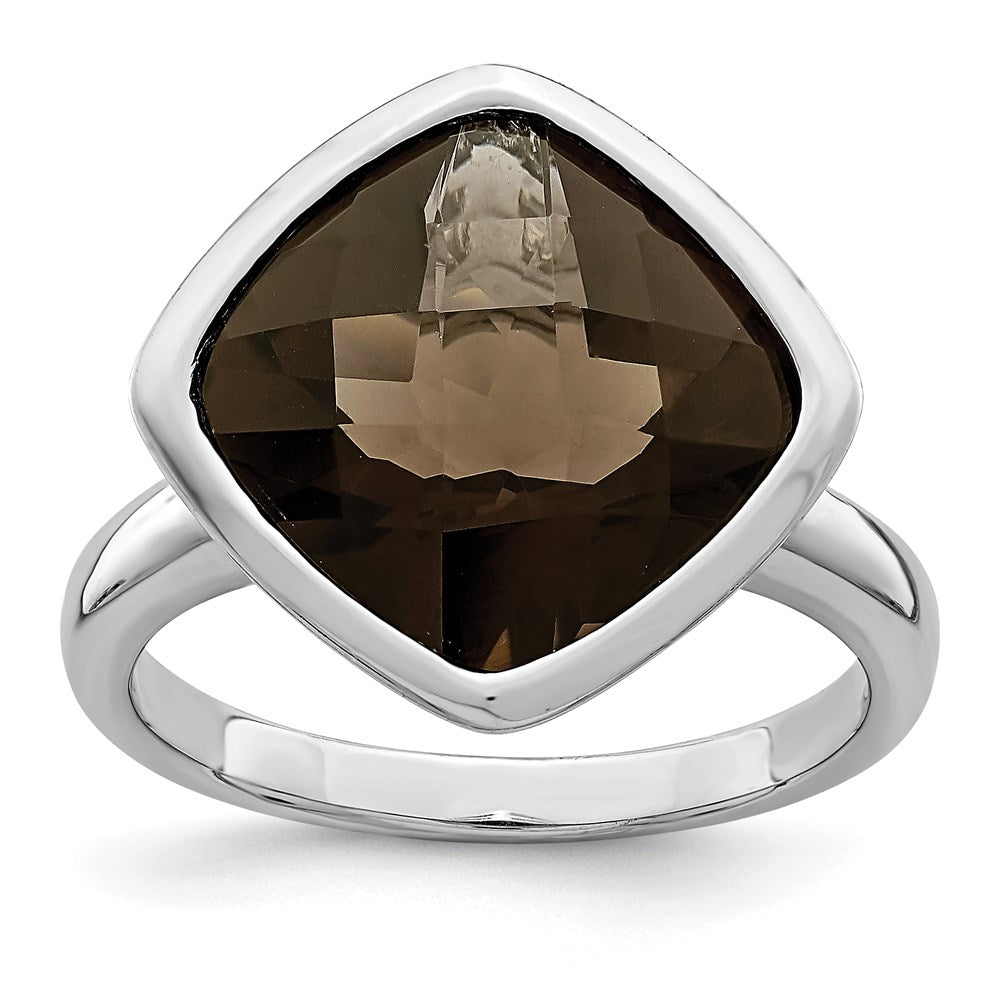 Sterling Silver Rhodium Smoky Quartz Ring