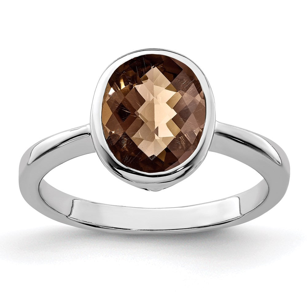 Sterling Silver Rhodium Smoky Quartz Ring