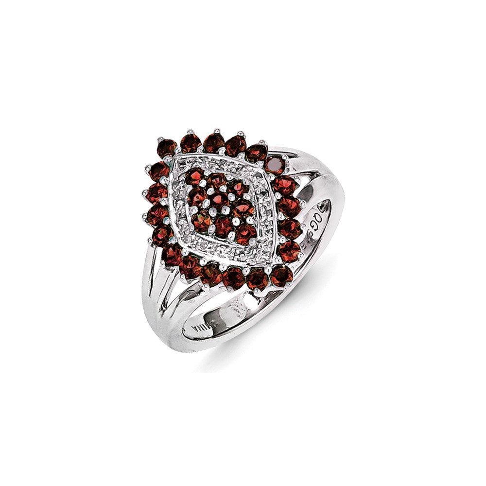 Sterling Silver Diamond and Brazilian Garnet Ring