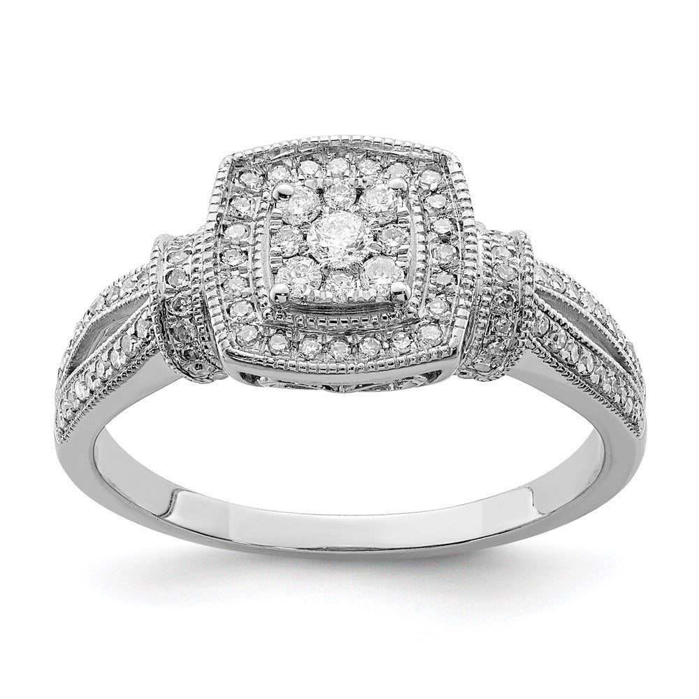 Sterling Silver Rhodium Diamond Ring