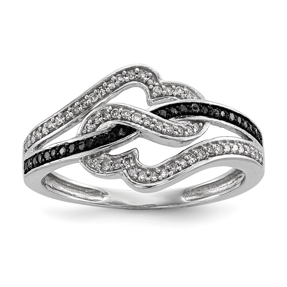 Sterling Silver Black and White Diamond Ring