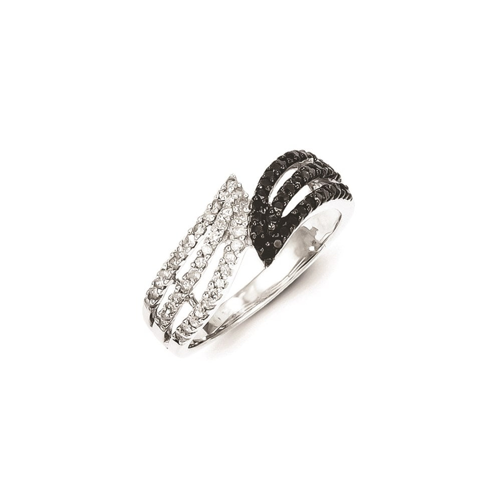 Sterling Silver Black & White Diamond Ring