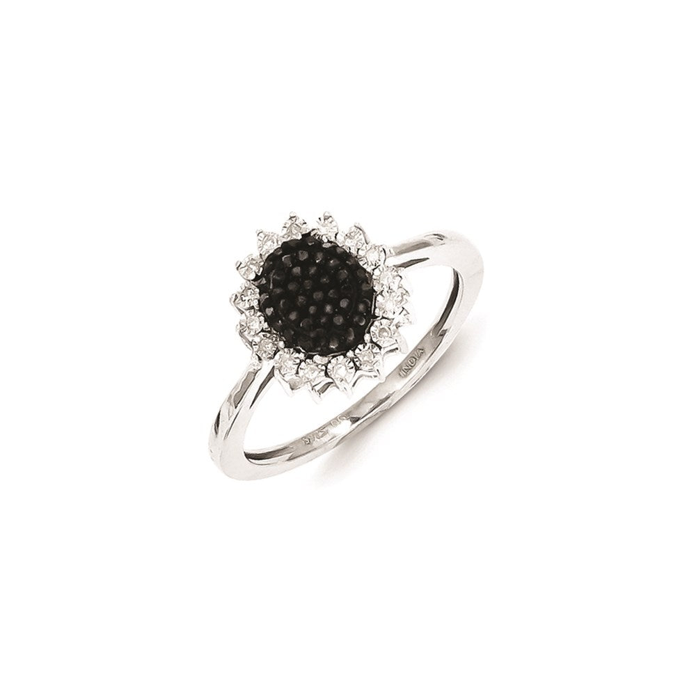 Sterling Silver Black and White Diamond Ring