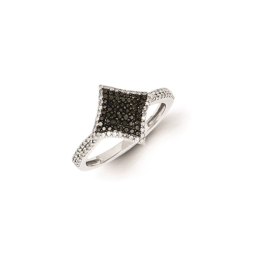 Sterling Silver Black and White Diamond Ring