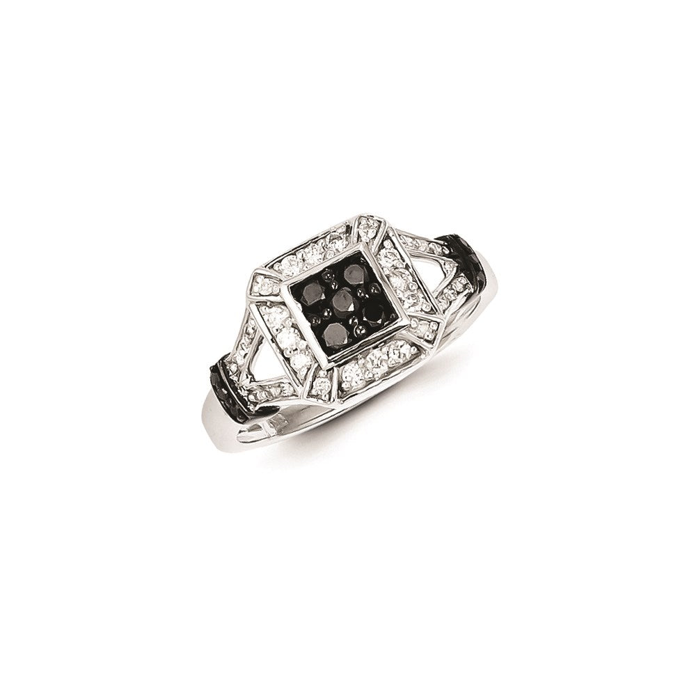 Sterling Silver Black & White Diamond Ring