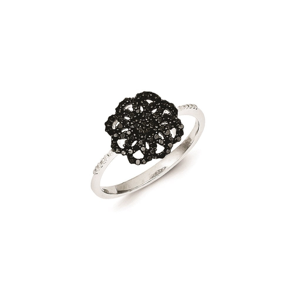 Sterling Silver Black Diamond Ring