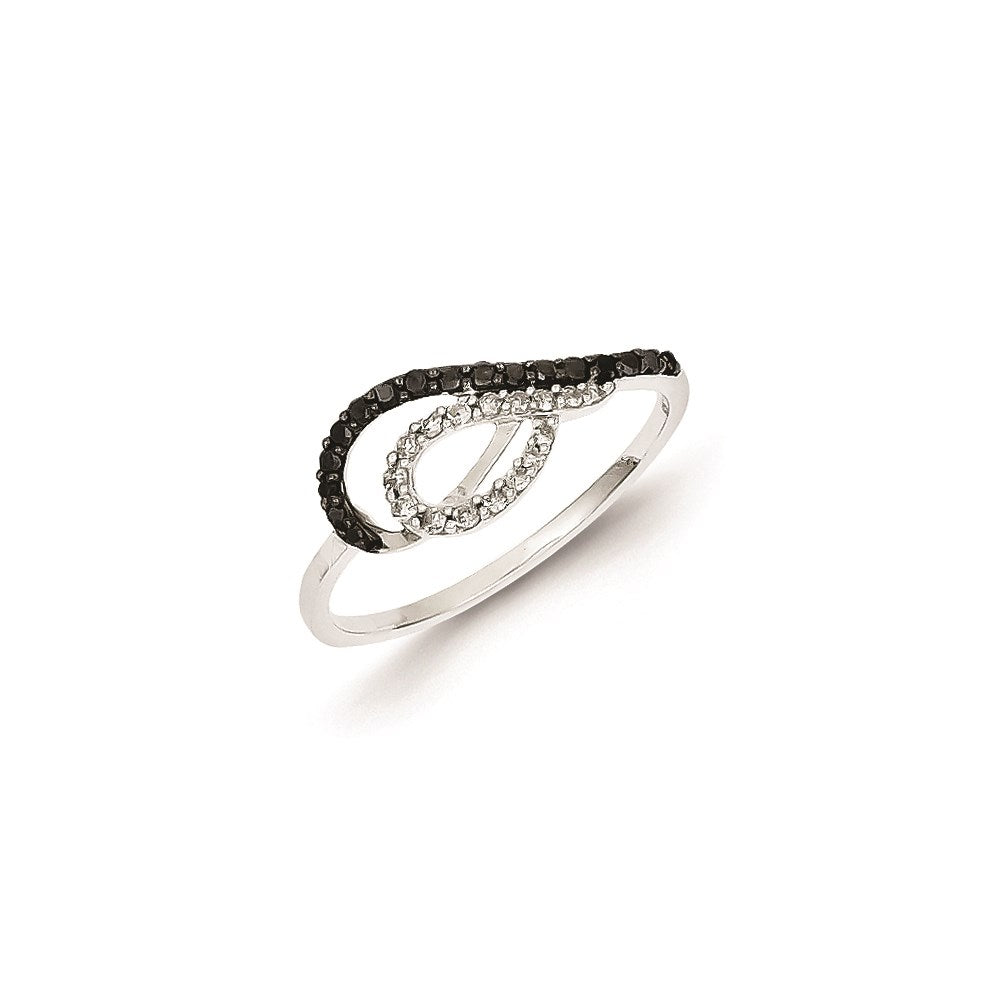 Sterling Silver Black & White Diamond Ring