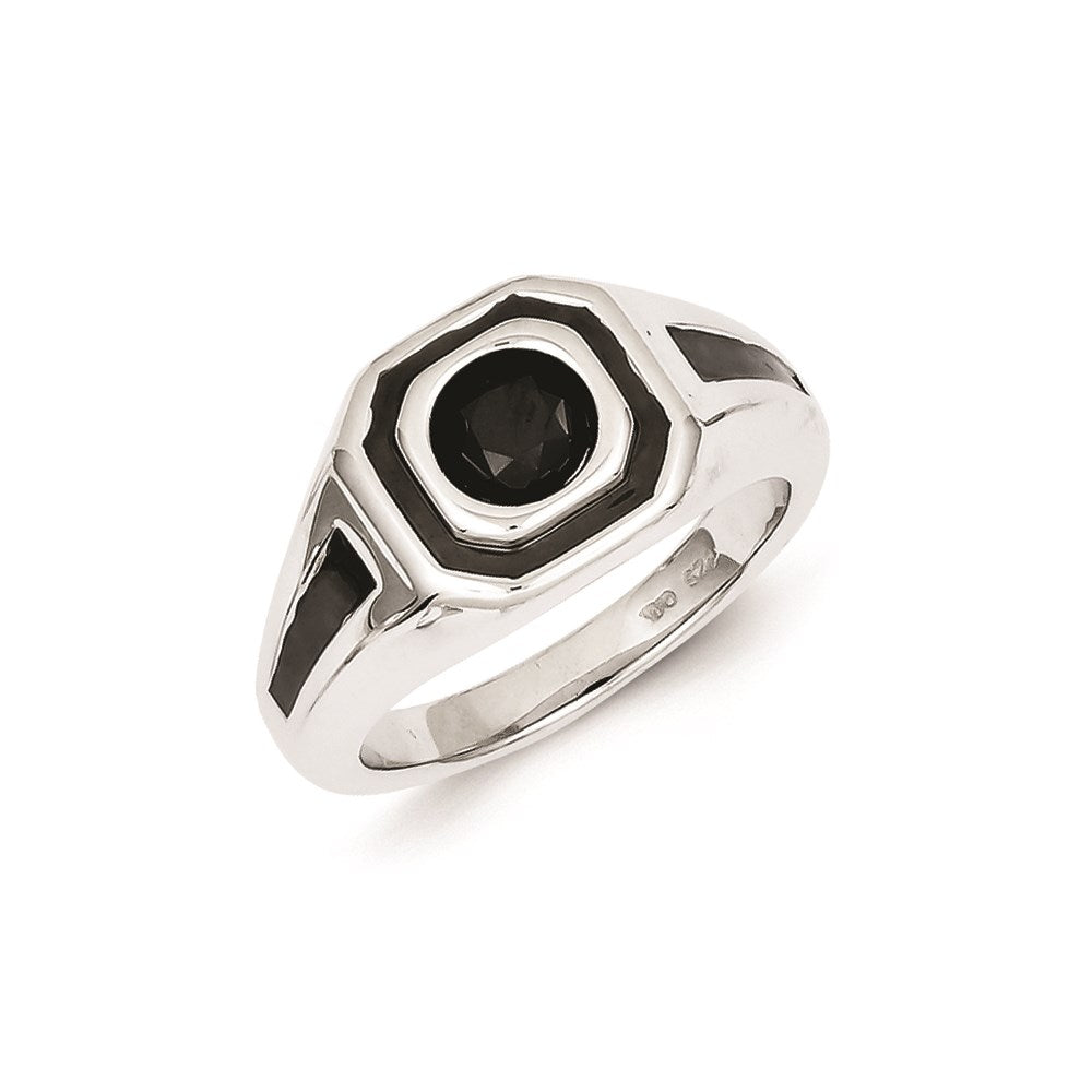 Sterling Silver Black Rhodium Black Diamond Mens Ring