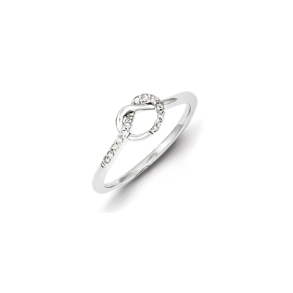 Sterling Silver Diamond w/ Simple Twist Design Ring