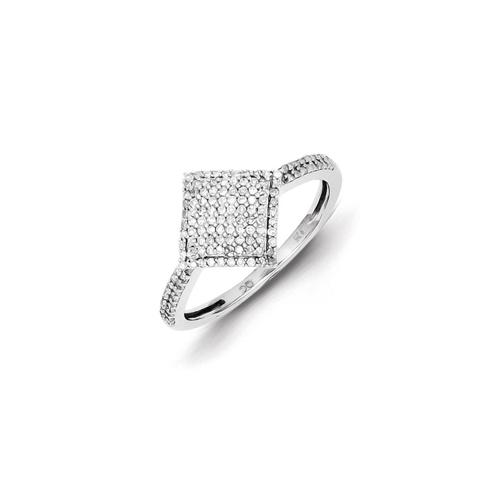 Sterling Silver Diamond Square Ring