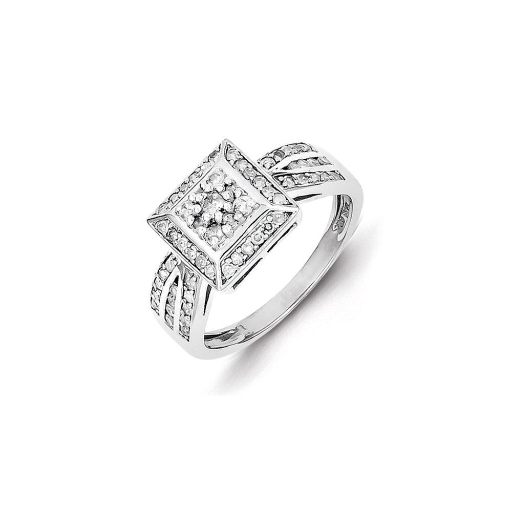 Sterling Silver Diamond Square Ring