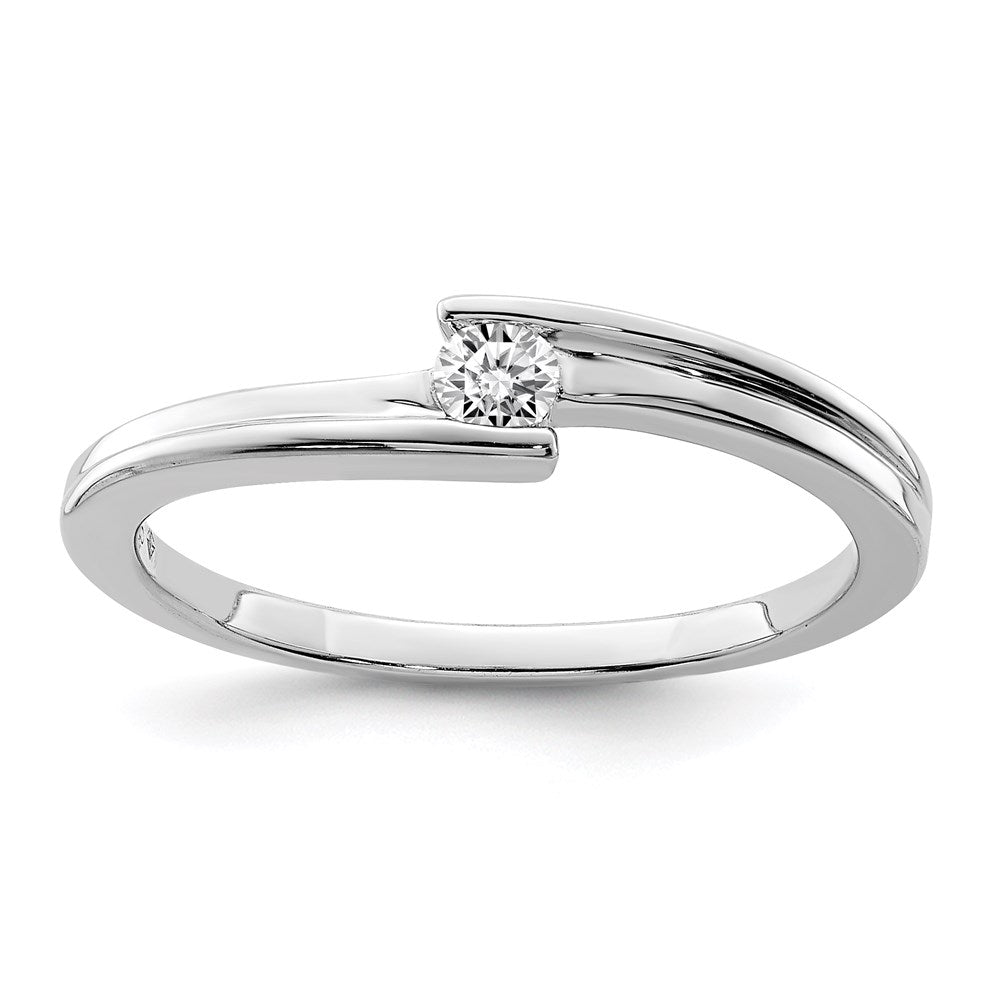 Sterling Silver Rhodium Plated Polished Diamond Ring