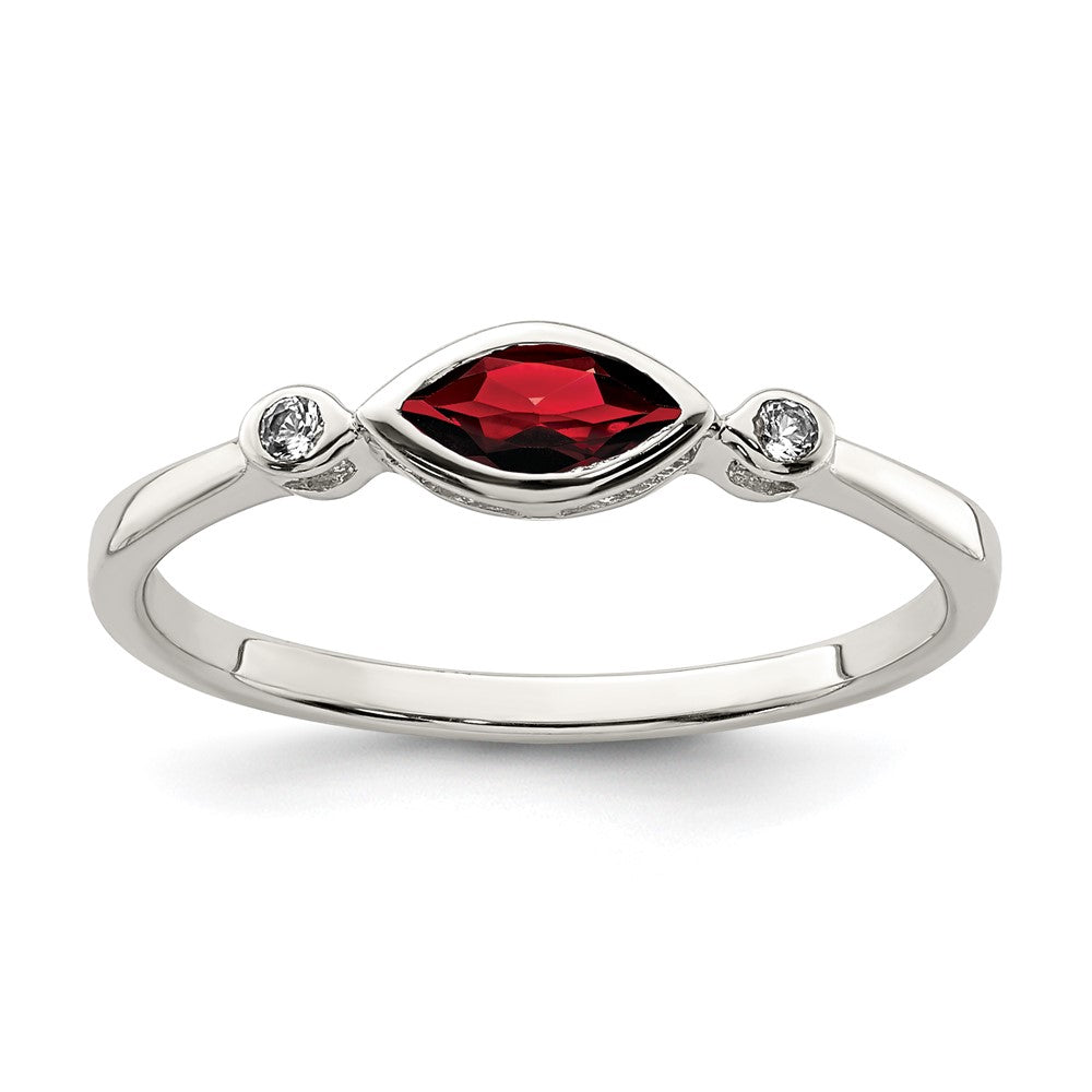 Sterling Silver Polished Garnet and White Topaz Ring