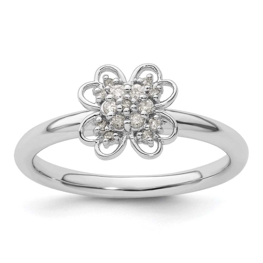 Sterling Silver Stackable Expressions Diamond Flower Ring