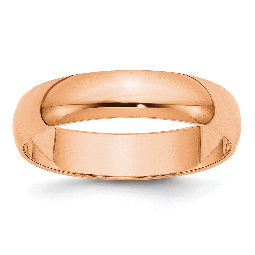 Solid 18K Yellow Gold Rose Gold 5mm Light Weight Half Round Men's/Women's Wedding Band Ring 