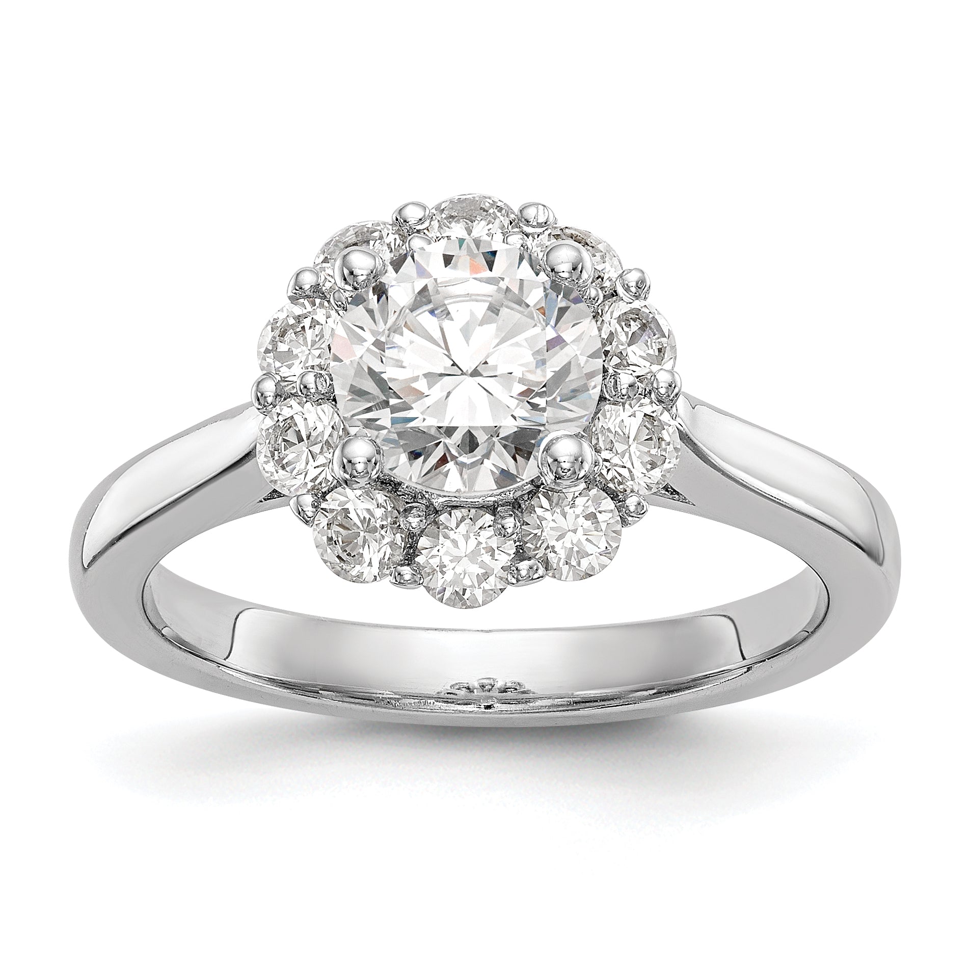 1.00ct. CZ Solid Real 14K White Gold Round Halo Engagement Ring