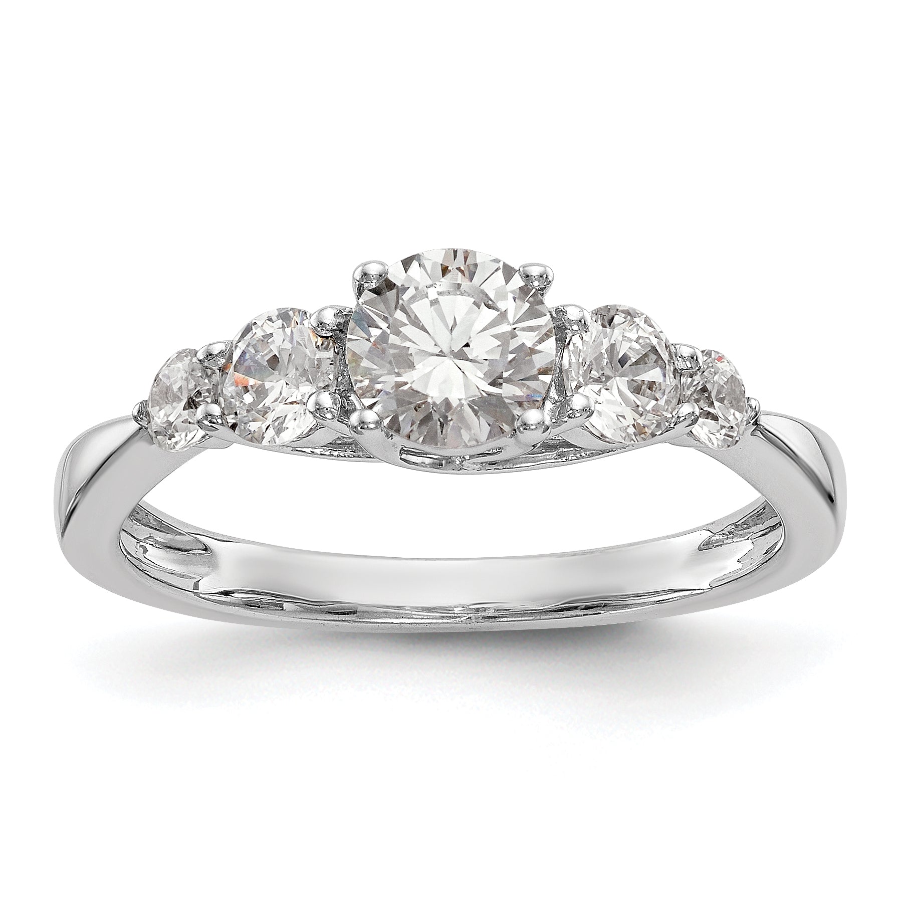 0.50ct. CZ Solid Real 14K White Gold 5-Stone Engagement Ring