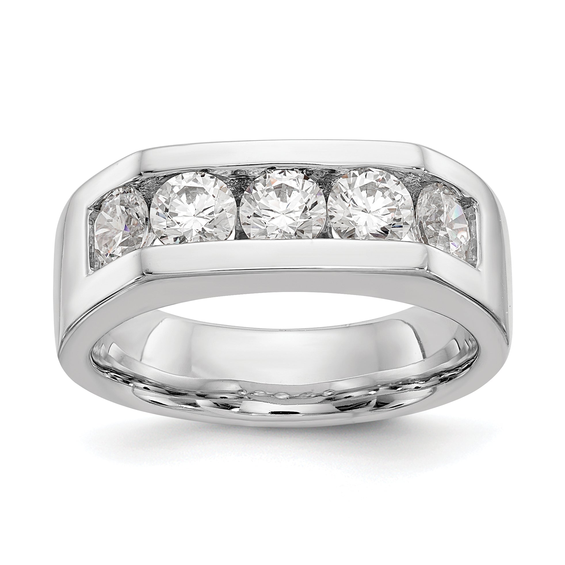 1.25ct. CZ Solid Real 14K White Gold 5-Stone Channel Wedding Band Ring