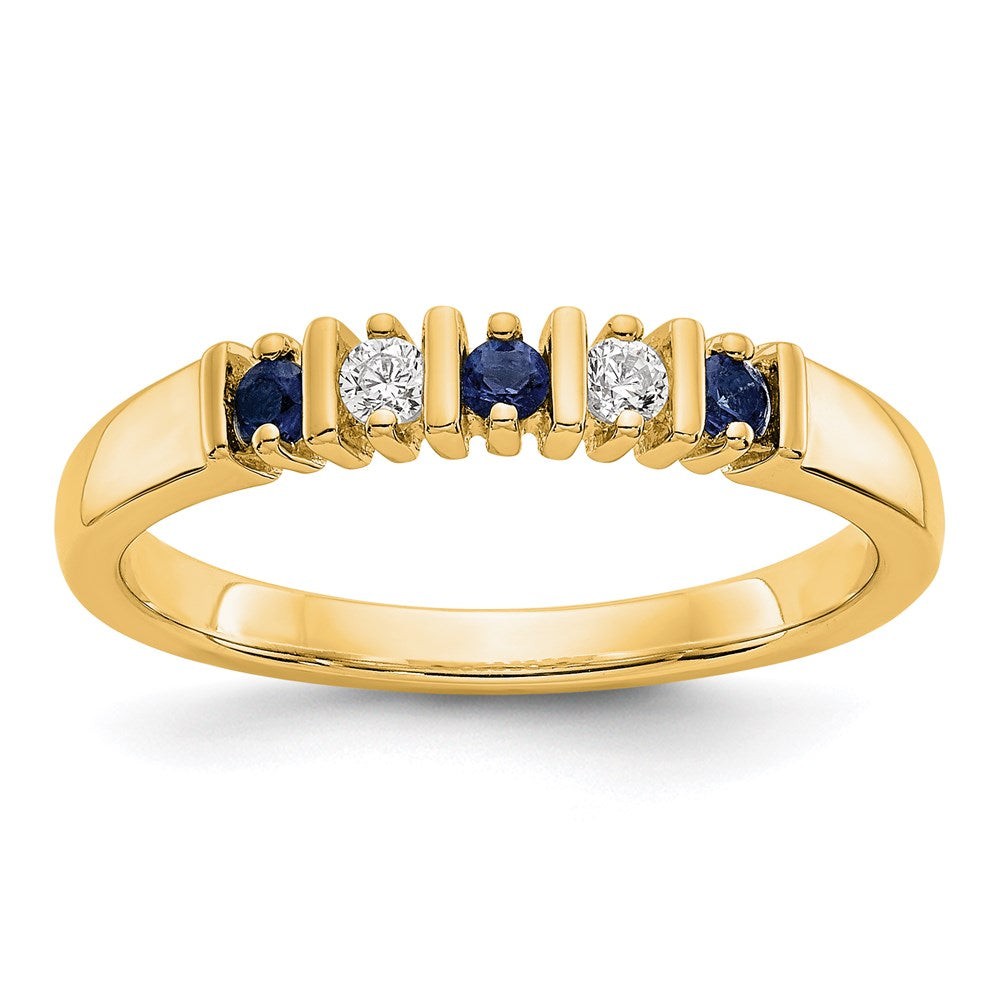 14k Yellow Gold Real Diamond w/Sapphire Band