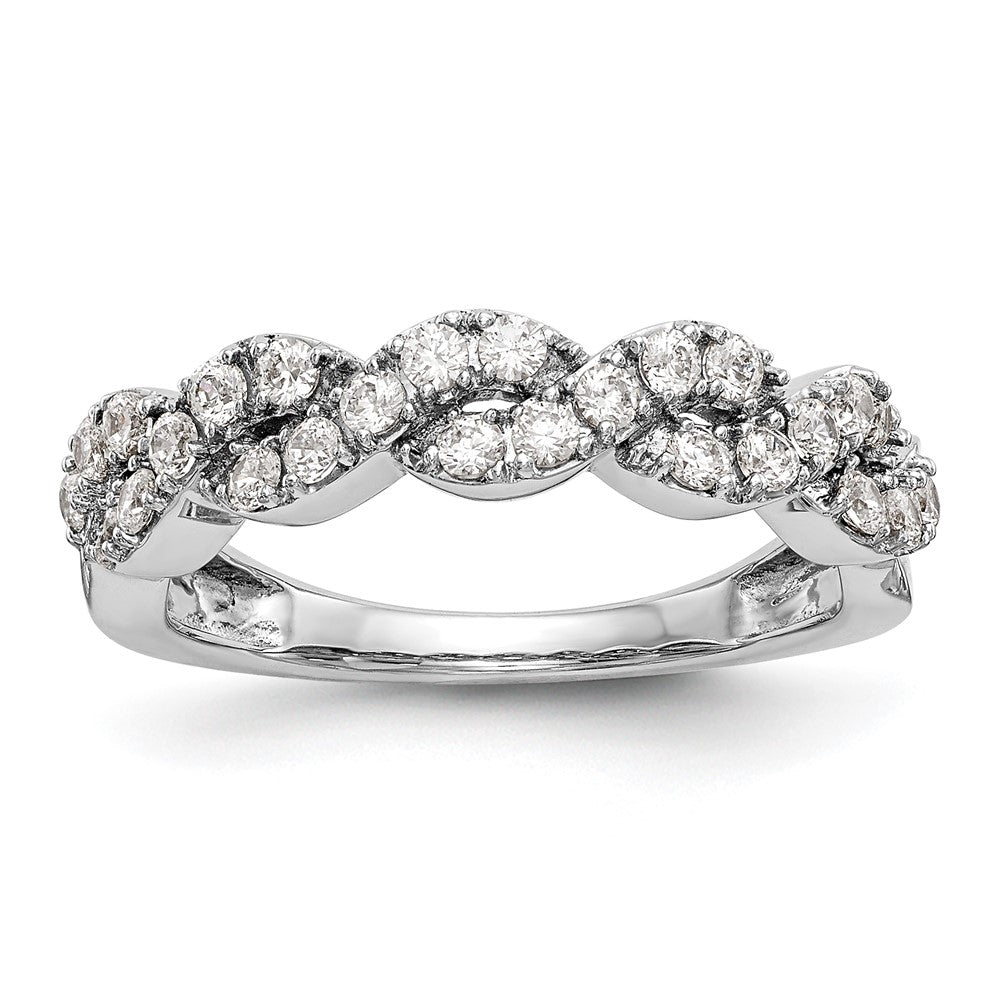 14K White Gold Real Diamond Band