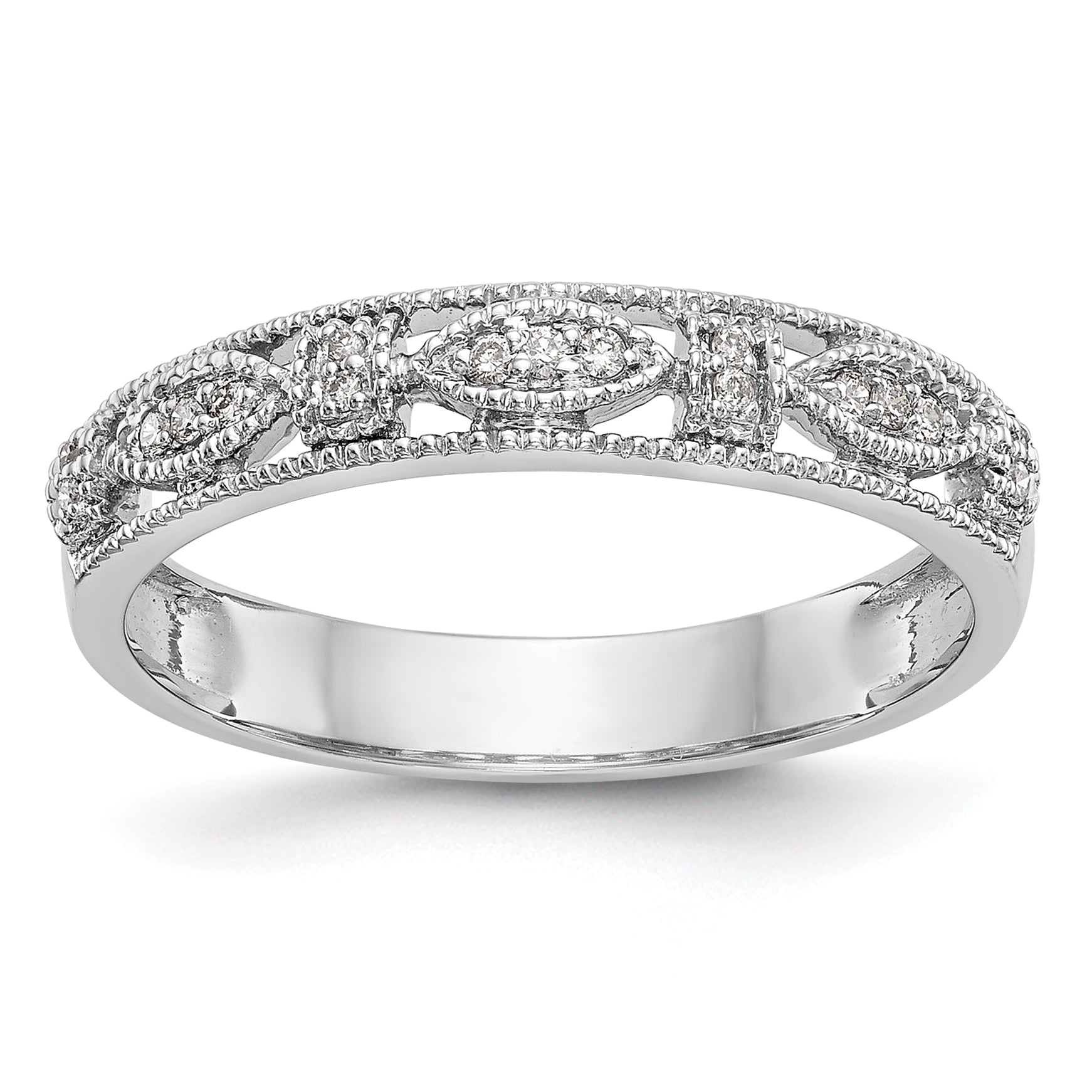 0.10ct. CZ Solid Real 14K White Gold Wedding Band Ring