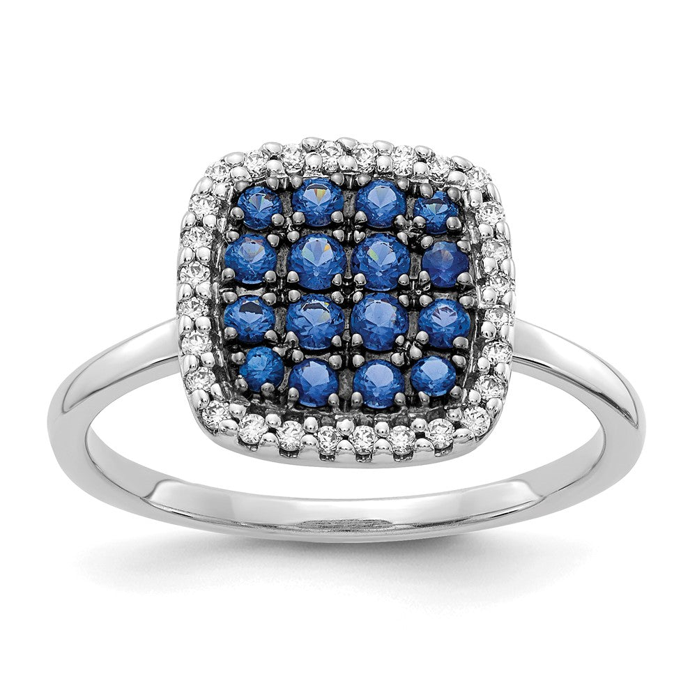 14k White Gold Real Diamond and Sapphire Ring