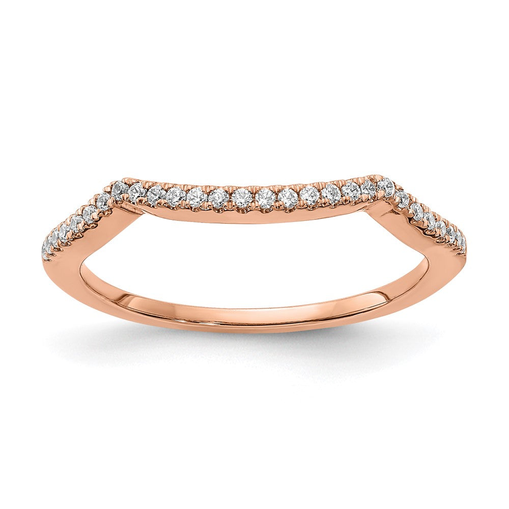 14k Rose Gold Real Diamond Contoured Wedding Band