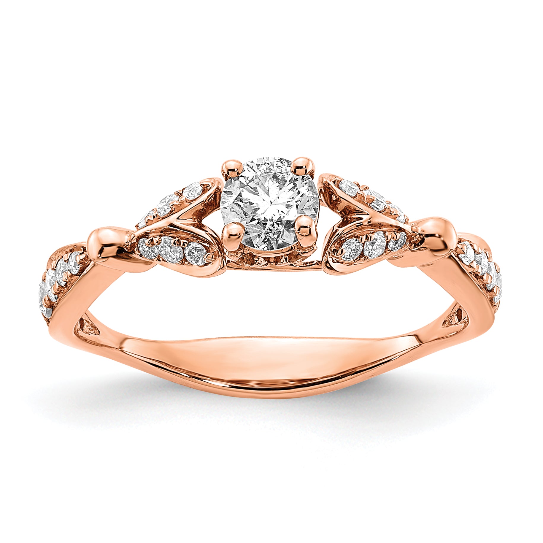 0.33ct. CZ Solid Real 14K Rose Gold Engagement Ring