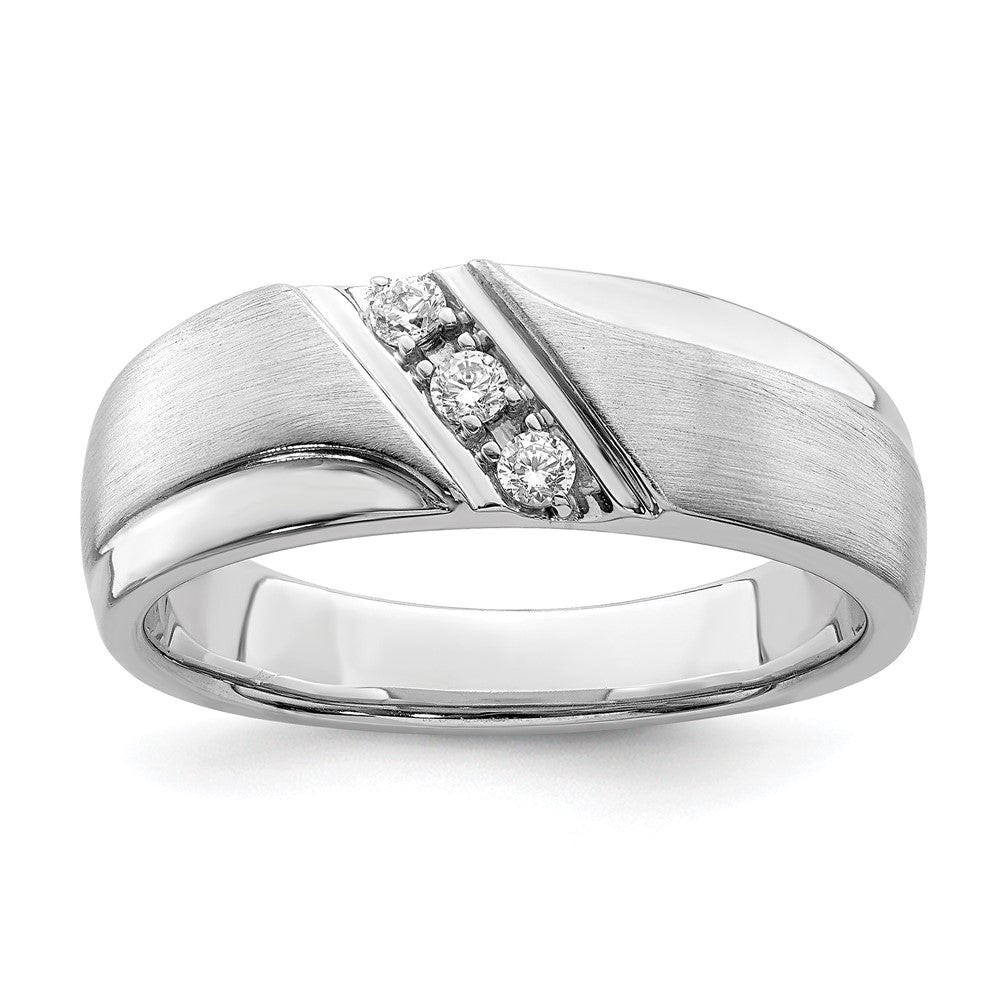 14k White Gold Real Diamond Men's Band