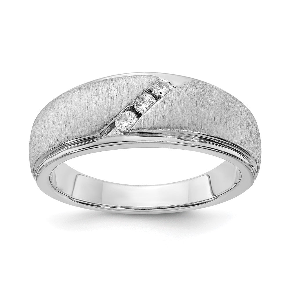 14k White Gold Real Diamond Men's Band