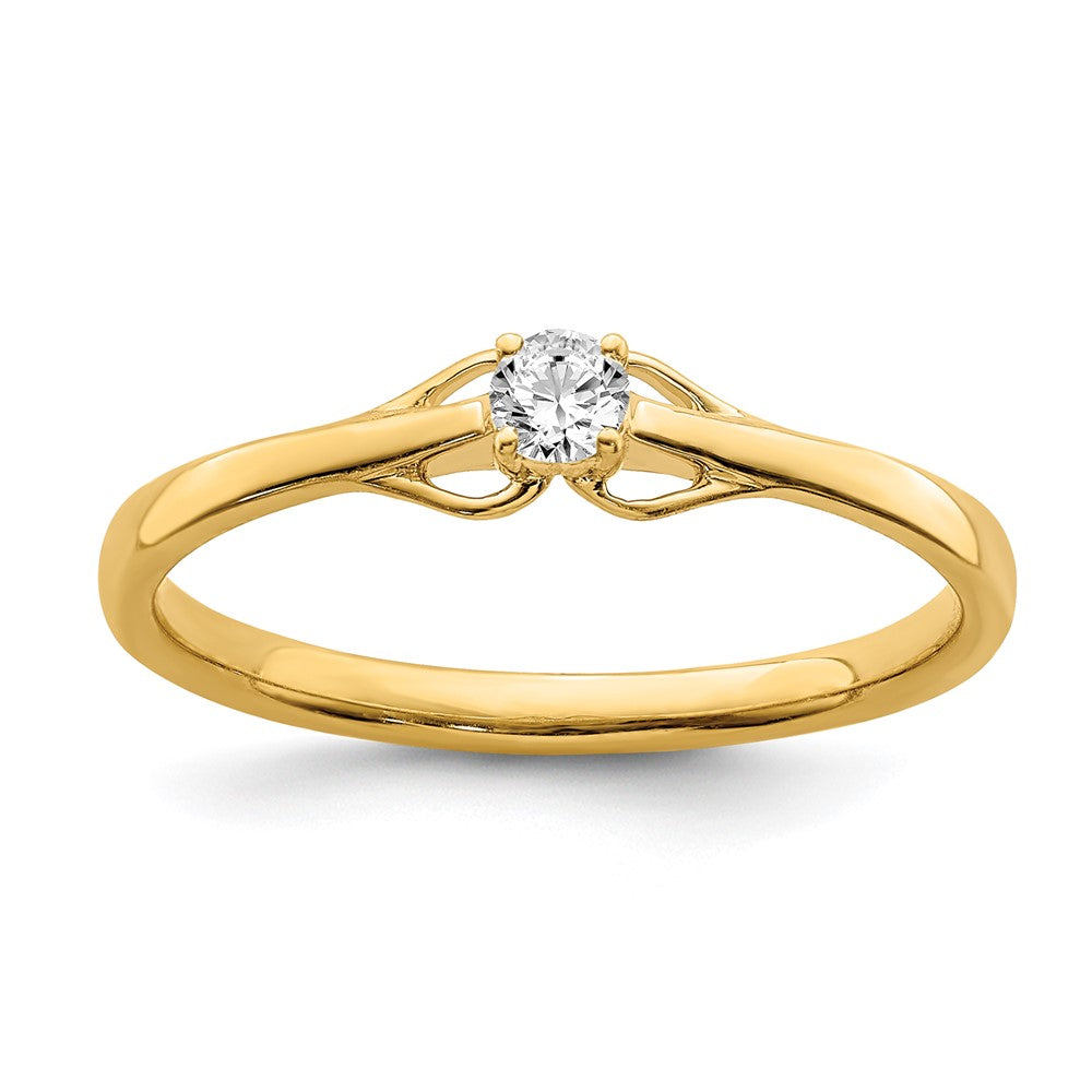 14K Yellow Gold Real Diamond Promise Ring