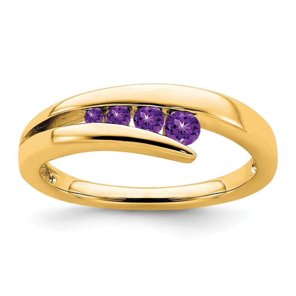 14K Yellow Gold Amethyst 4-stone Ring